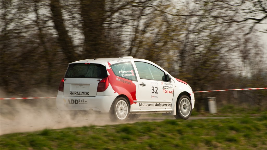 Frank Nielsen og Per Brodersen kørte top-tider i rallytesten i Struer. De sidste tre gennemkørsler blev kørt på nøjagtigt samme tid, og var 4. hurtigst tid der blev kørt på dagen
(Foto: Rallypics.dk / Viggo Johansen)